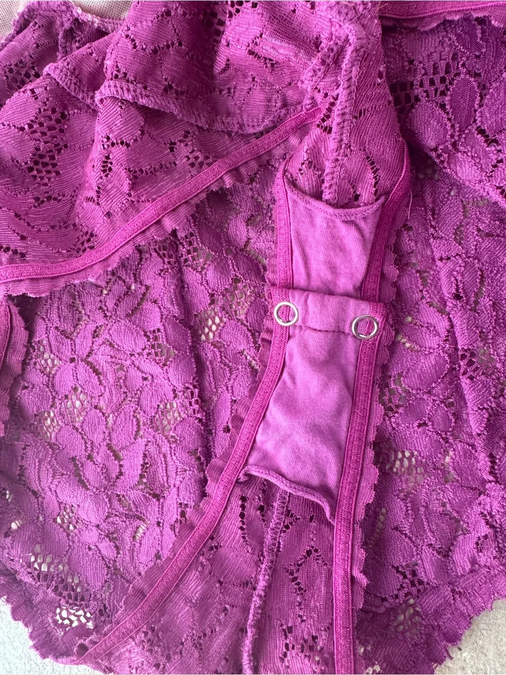 Free People Intimately Avery Lace Bodysuit, Vibrant Orchid- Size Medium
